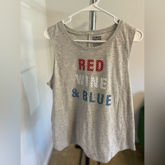 Celebrate Together Summer Graphic Muscle Tank. 4th of July “Red Wine & Blue” - Picture 2 of 6